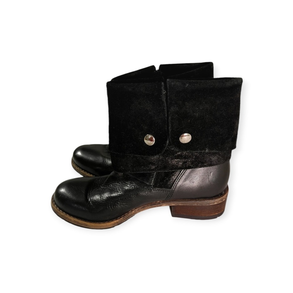 New Clarks Black Leather Suede Harness Western Boots 7.5 Boho Western Fall